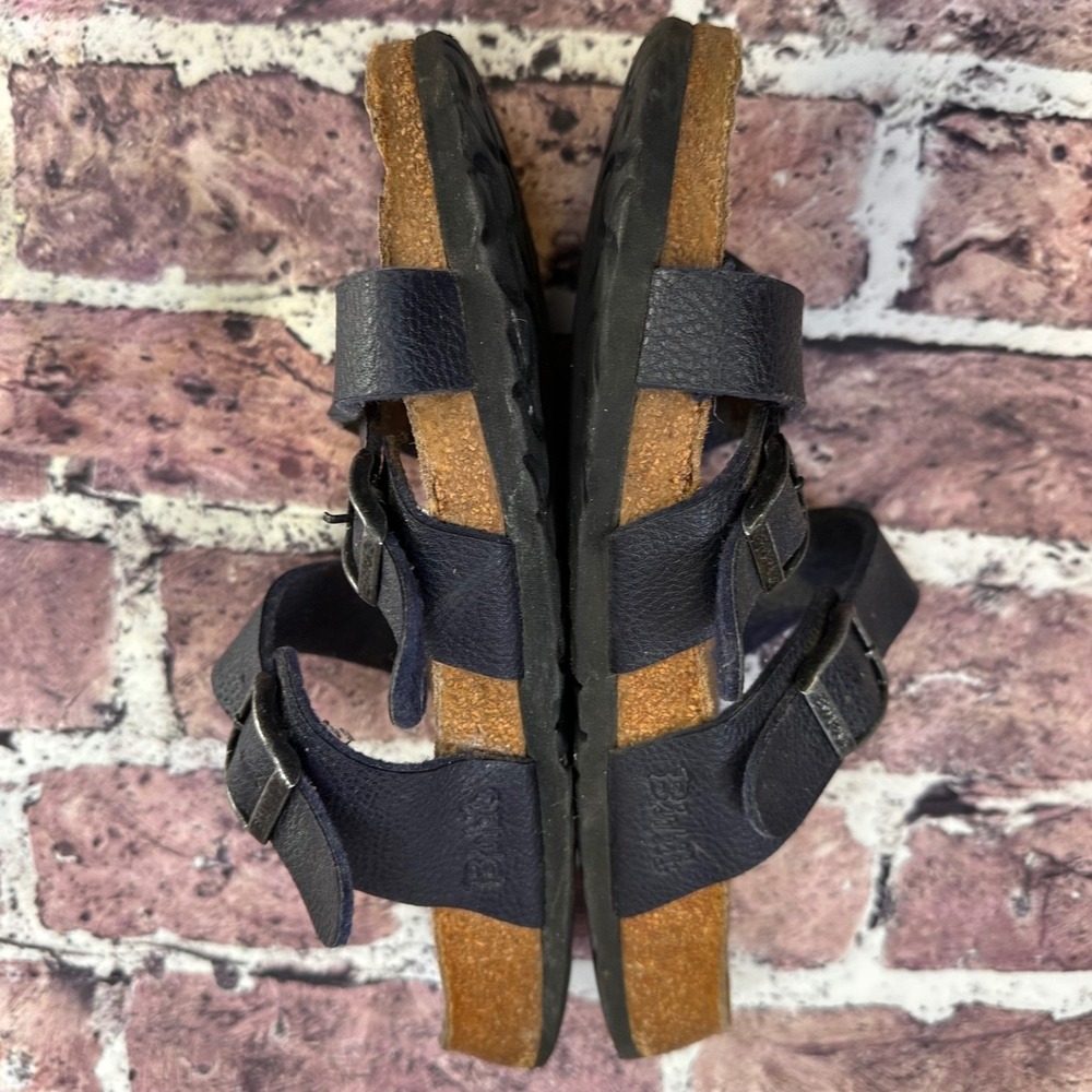 Birki's Navy Blue Leather Strappy Cork Footbed Sandals US Size 9/9.5 - Picture 9 of 13